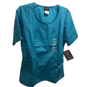Cherokee Workwear Women's Blue 4746 TRQW Rounded V-Neck Scrub Top Size XS NWT